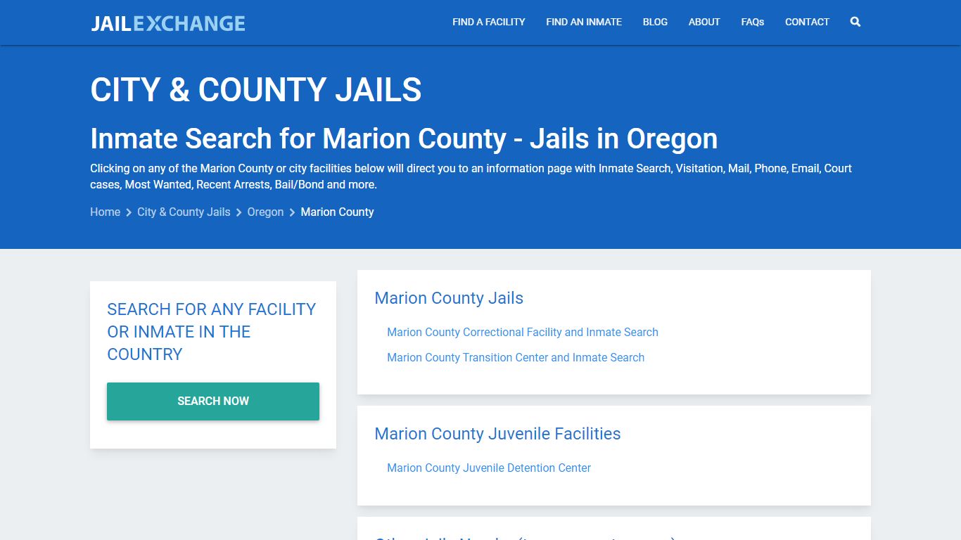 Inmate Search for Marion County | Jails in Oregon - Jail Exchange